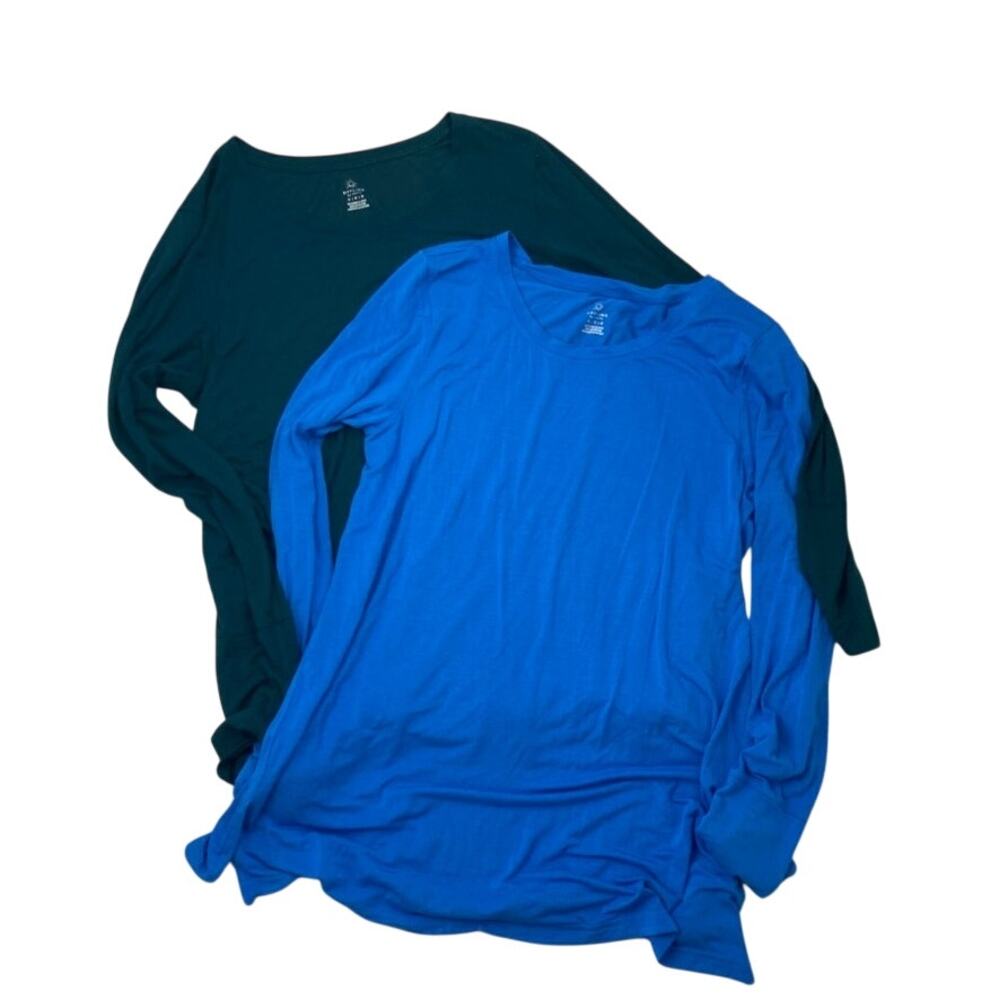 Offline by aerie Modal Long Sleeve Lounge Tee Bundle Green Blue Medium